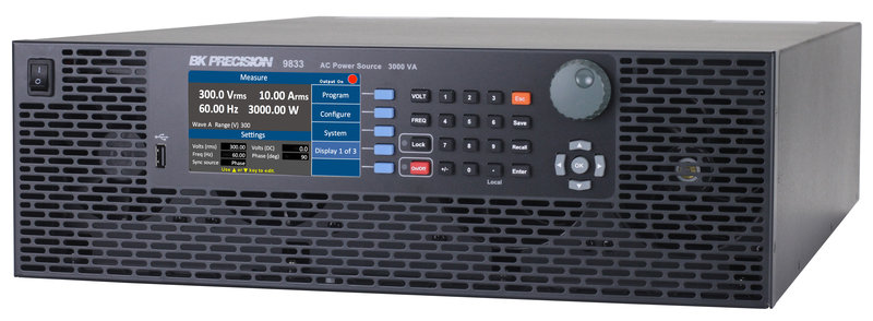BK Precision BK9833B Programmierbares Netzteil, AC+DC, 1 Kanal, 3.000 W, bis zu 300 V / 30 A, mit Frequenzgenerator und Signaleingang, LAN und USB Schnittstelle