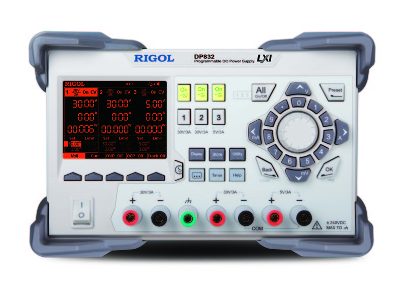 RIGOL DP832 Programmierbare DC Power-Supply, USB only, 3 Kanal, 195 W, 30V/3A || 30V/3A, 5V/3A