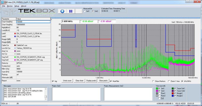 Tekbox EMC View Software für die EMC Pre-Compliance Messung mit Rigol Spectrum Analysatoren