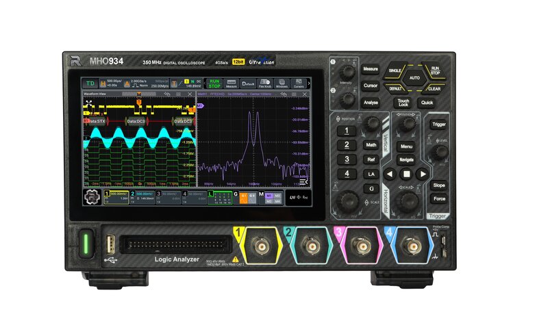 Rigol MHO934 Oszilloskop mit 4 analogen + optional 16 digitale Kanäle, 12 Bit, 350 MHz, 4 GS/sa/s, inkl. AFG50 Signalgenerator-Option