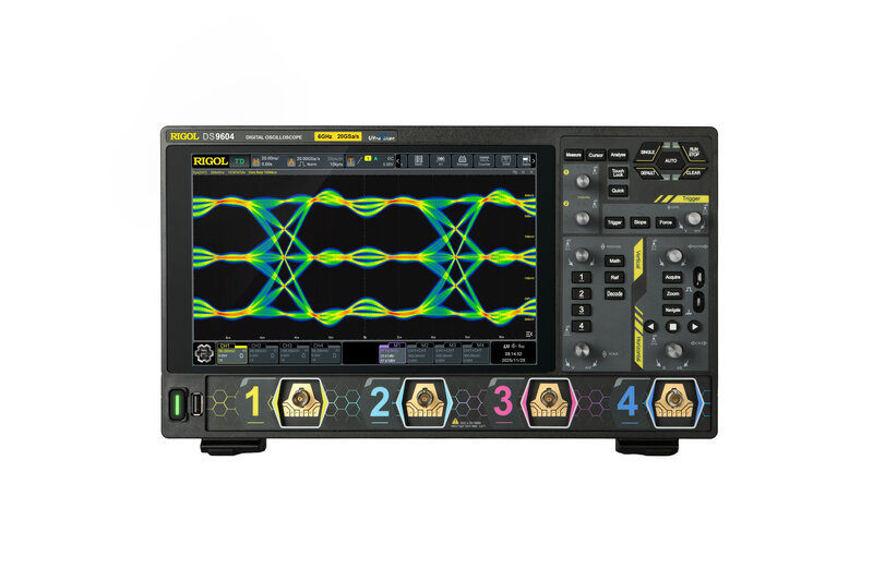 Rigol DS9000 Serie, Bandbreiten: bis 6 GHz, 8-16 bit verticale Auflösung, bis zu 4 Kanäle, 10.1” HD Touchscreen, 20 GSa/s, 2 Gpts, 1.000.000 wfms/s, High End Oszilloskop