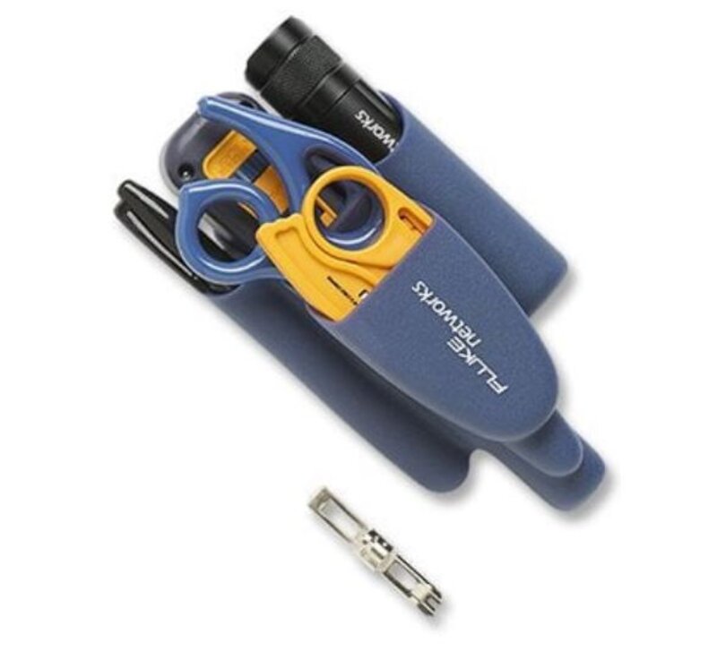 Fluke Networks Pro-Tool-Kits, Netzwerk-Werkzeuge, die Sie zum Zuschneiden, Abisolieren, Reinigen und Anschließen brauchen (in einer Tasche).