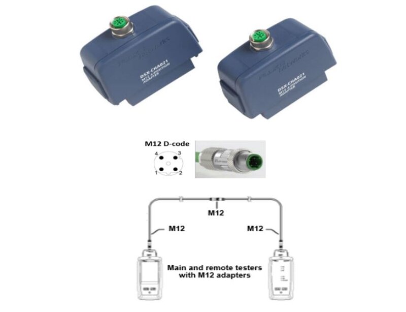 Fluke Networks DSX-CHA-M12-X-S, DSX-Channeladaptersatz für industrielle Ethernet-Netzwerke (M12-X, 8-polig)