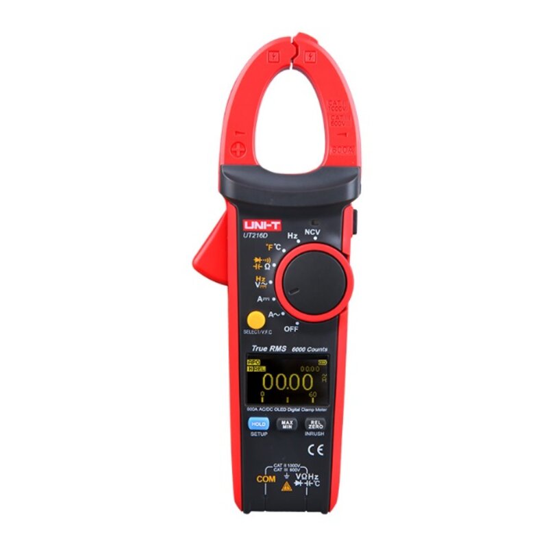 UNI-T UT216D True RMS - Echteffektivwert Stromzange, 1000V/750V, 600 A, AC/DC, 60 MΩ, 60mF, 1MHz, Temperatur bis 1000℃, OLED Display